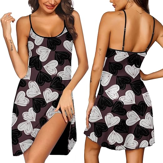 Ekouaer Womens Nightgown Pj Dress for Women Adjustable Spaghetti Chemise Sleeveless V Neck Sleepwear