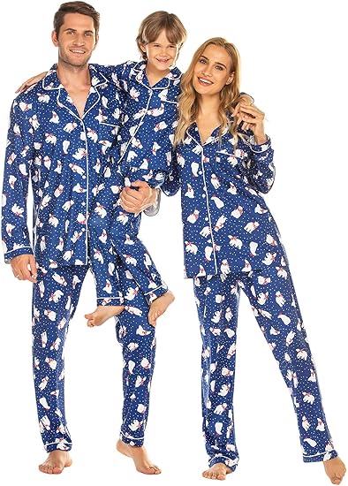 Ekouaer Christmas Family Matching Pajamas Long Sleeve Button Down Pj Set Festival Party Sleepwear