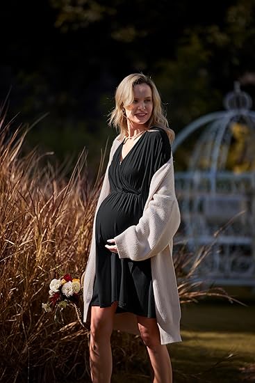 Ekouaer 3 in 1 Labor/Delivery/Hospital Gown Maternity Dress Nursing Nightgown Sleepwear for Breastfeeding