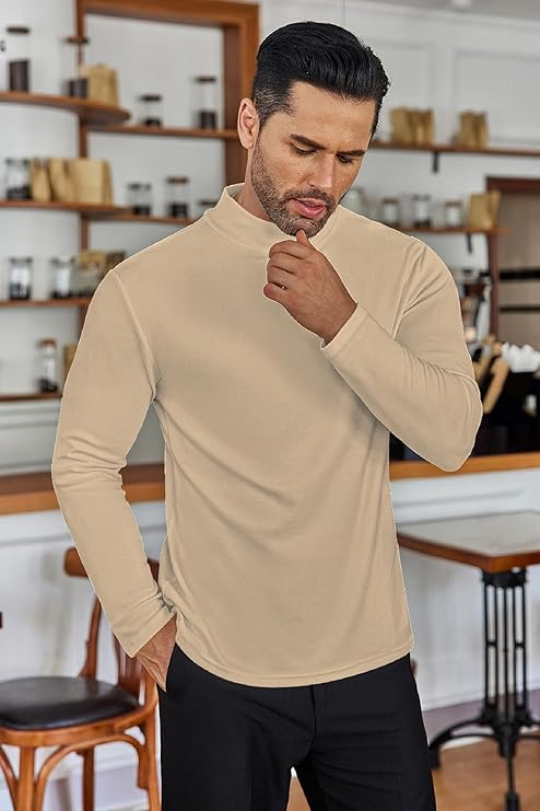 Ekouaer Men's Mock Turtleneck Long Sleeve Turtle Neck Tops Lightweight Undershirt Thermal Sweater Shirts