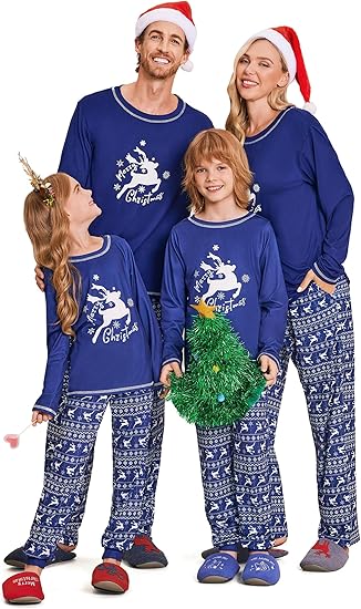 Ekouaer Soft Christmas Matching Men's Family Pajama Set Xmas Holiday Sleepwear PJS