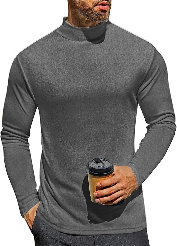 Ekouaer Men's Mock Turtleneck Long Sleeve Turtle Neck Tops Lightweight Undershirt Thermal Sweater Shirts