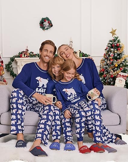Ekouaer Soft Christmas Matching Men's Family Pajama Set Xmas Holiday Sleepwear PJS