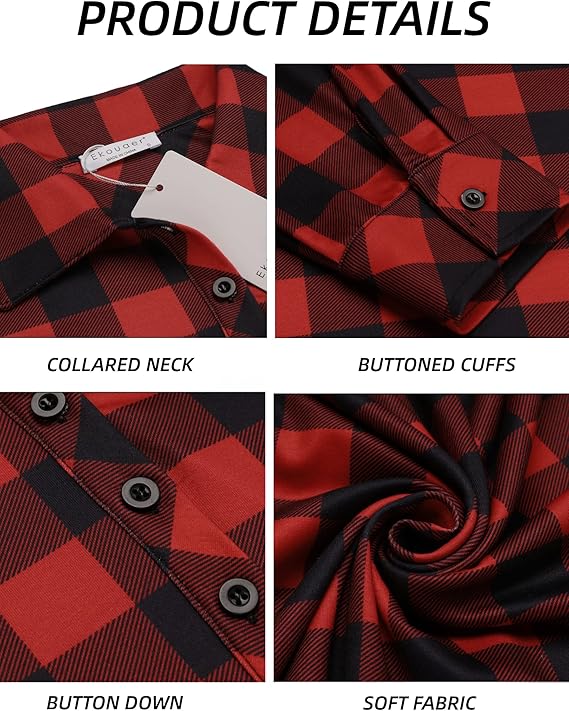 Ekouaer Women's Nightgown Long Sleeve Nightshirt Full Length Loungewear Plaid Sleepwear With Pockets