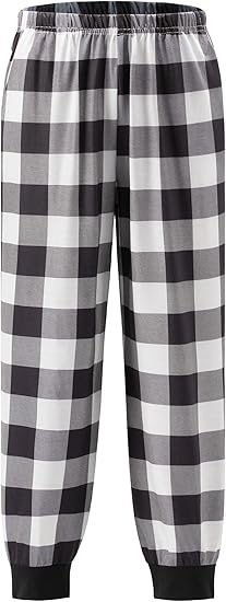 Ekouaer Boys Jogger Pajama Pants Long Plaid Pj Pants Elastic Waistband Lounge Pants with Pockets