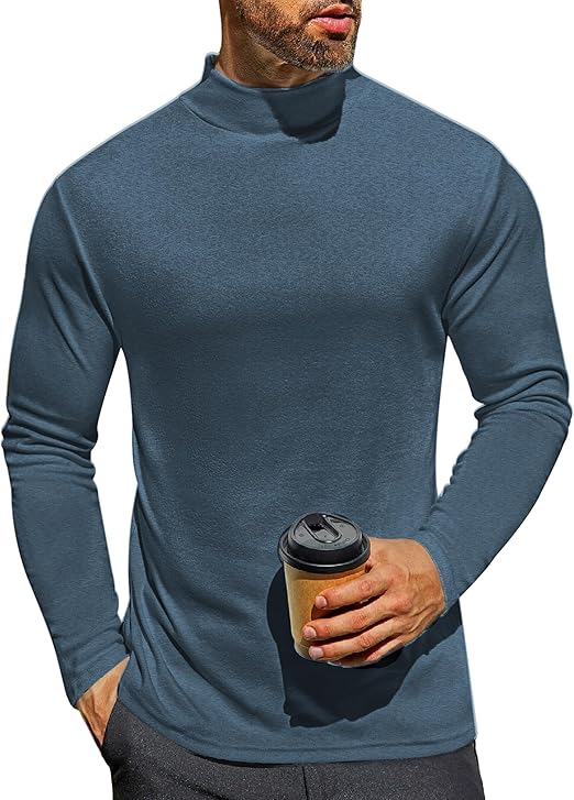 Ekouaer Men's Mock Turtleneck Long Sleeve Turtle Neck Tops Lightweight Undershirt Thermal Sweater Shirts