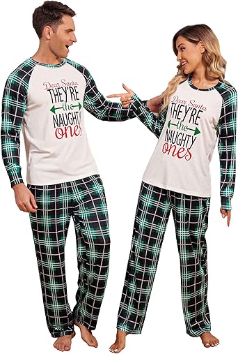 Ekouaer Christmas Pajamas for Family Matching Sets Long Sleeve Xmas Pj Set Soft Holiday Sleepwear