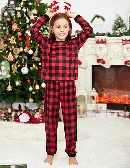 Ekouaer Family Christmas Pajamas Matching Sets Womens Mens Pjs Long Sleeve Sleepwear Holiday Lounge Sets