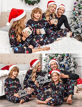 Ekouaer Family Christmas Pajamas Matching Sets Womens Mens Pjs Long Sleeve Sleepwear Holiday Lounge Sets