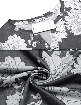 Ekouaer Nursing Nightgown Striped Women Short Sleeve Breastfeeding Sleep Dress Maternity Delivery/Labor Gown Floral Grey