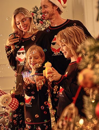 Ekouaer Soft Christmas Matching Men's Family Pajama Set Xmas Holiday Sleepwear PJS