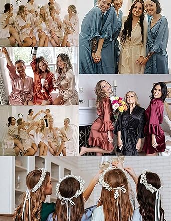 Ekouaer Womens Silk Ruffle Robe Short Satin Robe Half Sleeve Bathrobe Bridesmaid Wedding Party Dressing Gown