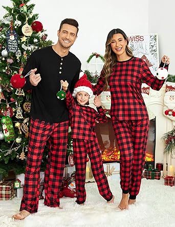 Ekouaer Family Christmas Pajamas Matching Sets Womens Mens Pjs Long Sleeve Sleepwear Holiday Lounge Sets