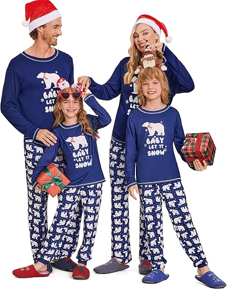 Ekouaer Matching Family Sets Christmas Pajamas Set Xmas PJS Sleepwear Soft Christmas Matching Jammies
