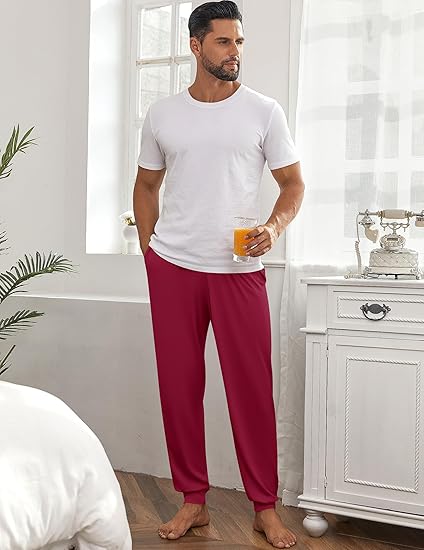 Ekouaer Men's Pajama Pants, Lightweight Loungewear, Comfy Jogger Sleep Pant Long Pj Bottoms with Drawstring & Pockets
