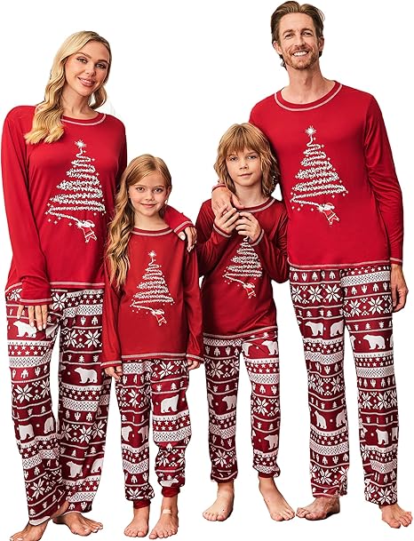 Ekouaer Matching Family Sets Christmas Pajamas Xmas PJS Sleepwear Soft Christmas Matching Jammies