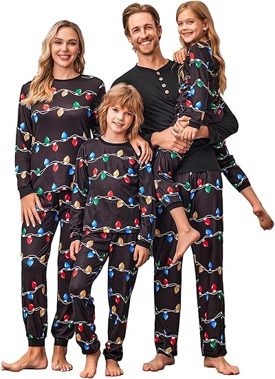 Ekouaer Family Christmas Pajamas Matching Sets Womens Mens Pjs Long Sleeve Sleepwear Holiday Lounge Sets
