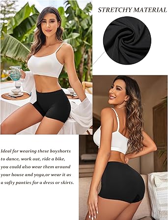 Ekouaer Boyshort Panties Women's Soft Underwear Briefs Invisible Hipster 3 Pack Seamless Boxer Brief Panties