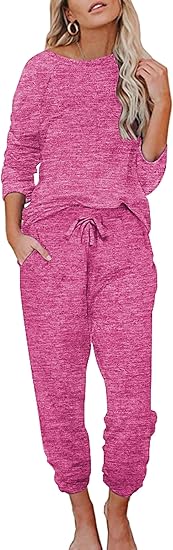 Ekouaer Womens Pajamas Set Long Sleeve Loungewear Soft Lounge Set Joggers with Pockets