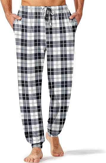 Ekouaer Men's Pajama Pants, Lightweight Loungewear, Comfy Jogger Sleep Pant Long Pj Bottoms with Drawstring & Pockets