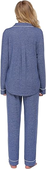 Ekouaer Women's Pajamas Long Sleeve Sleepwear Casual Button Down Loungewear Soft Pjs Set