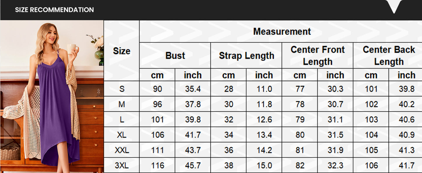 Ekouaer Women's Sleeveless Long Nightgown Full Slip Nightdress Soft Sleepdress V Neck Nightshirt