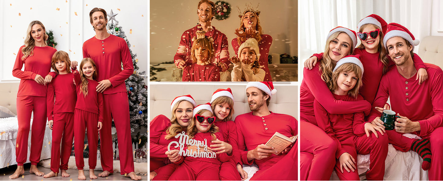 Ekouaer Family Christmas Pajamas Matching Sets Womens Mens Pjs Long Sleeve Sleepwear Holiday Lounge Sets