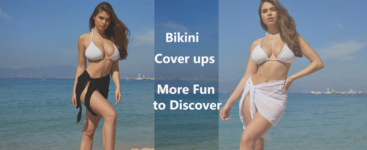 Ekouaer 2 Pieces Women Beach Sarongs Sheer Cover Ups Chiffon Bikini Wrap Skirt for Swimwear