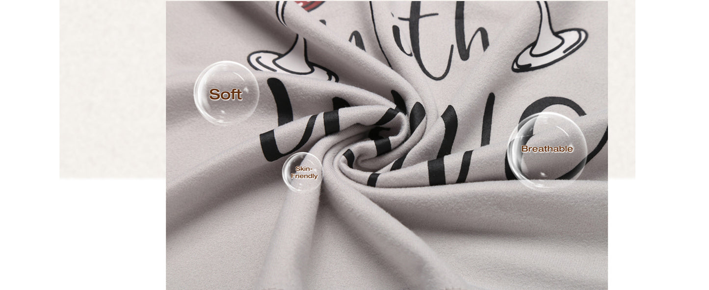 Ekouaer Pajamas for Women Set Short Sleeve Sleepwear Tops with Capri Pants Prints Funny Two Piece Pj Set