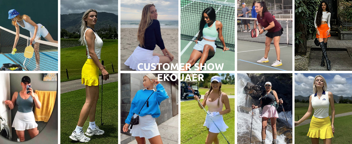 Ekouaer Tennis Skirts for Women Pleated Athletic Golf Skorts Skirt with Shorts Pockets Lightweight Running Workout Skirt