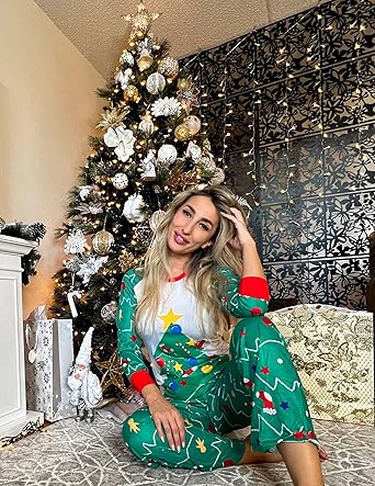 Ekouaer Christmas Pajamas for Family Matching Sets Long Sleeve Xmas Pj Set Soft Holiday Sleepwear