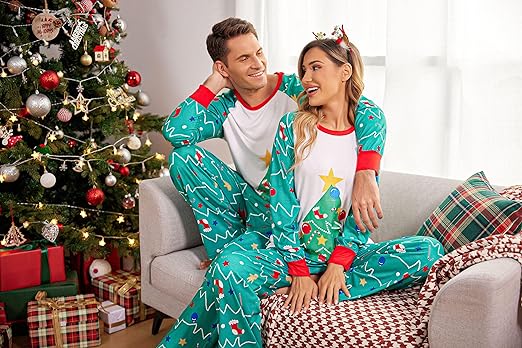 Ekouaer Christmas Pajamas for Family Matching Sets Long Sleeve Xmas Pj Set Soft Holiday Sleepwear