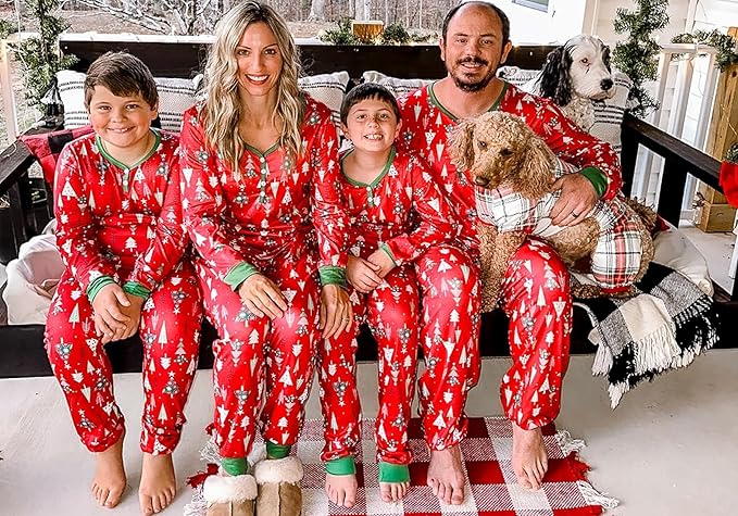 Ekouaer Christmas Pajamas for Family Matching Pj Sets Womens Mens Kids Pjs Long Sleeve Sleepwear Lounge Sets Outfits
