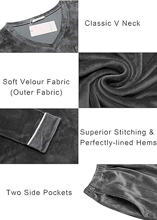 Ekouaer Couples Matching Pajamas Sets Velvet PJs Set for Men and Women Velour Long Sleeve Sleepwear