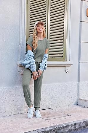 Ekouaer Jumpsuits for Women Dressy Summer Romper Ribbed Knit Casual Travel Outfits 2026 Vacation Beach Clothes