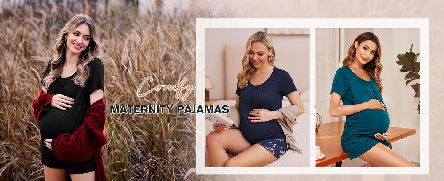 Ekouaer Womens Nursing Pajamas Maternity Breastfeeding Pjs Sleepwear Layer Soft Postpartum Lounge Set Pregnancy Clothes