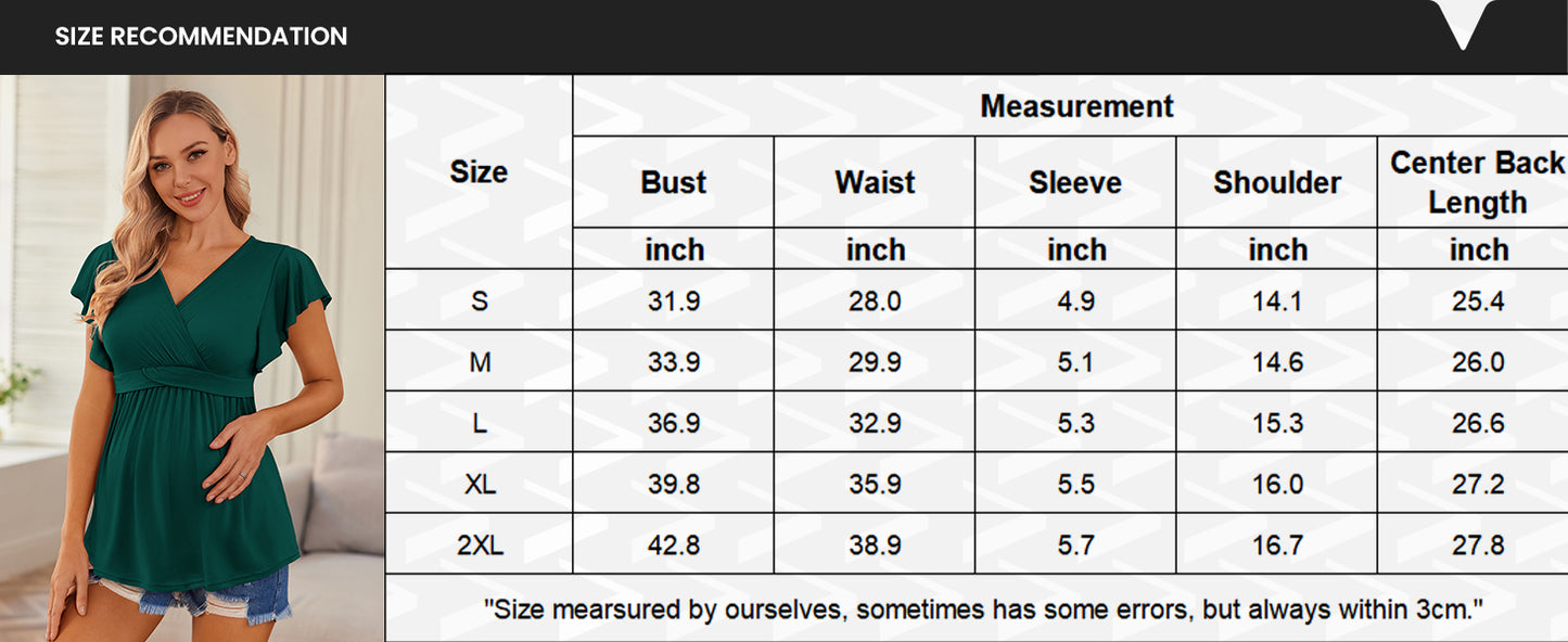 Ekouaer Maternity Shirts 3 Packs Flying Short Sleeve Nursing Tops Pregnancy Clothes Caramel+grey+wine Red L