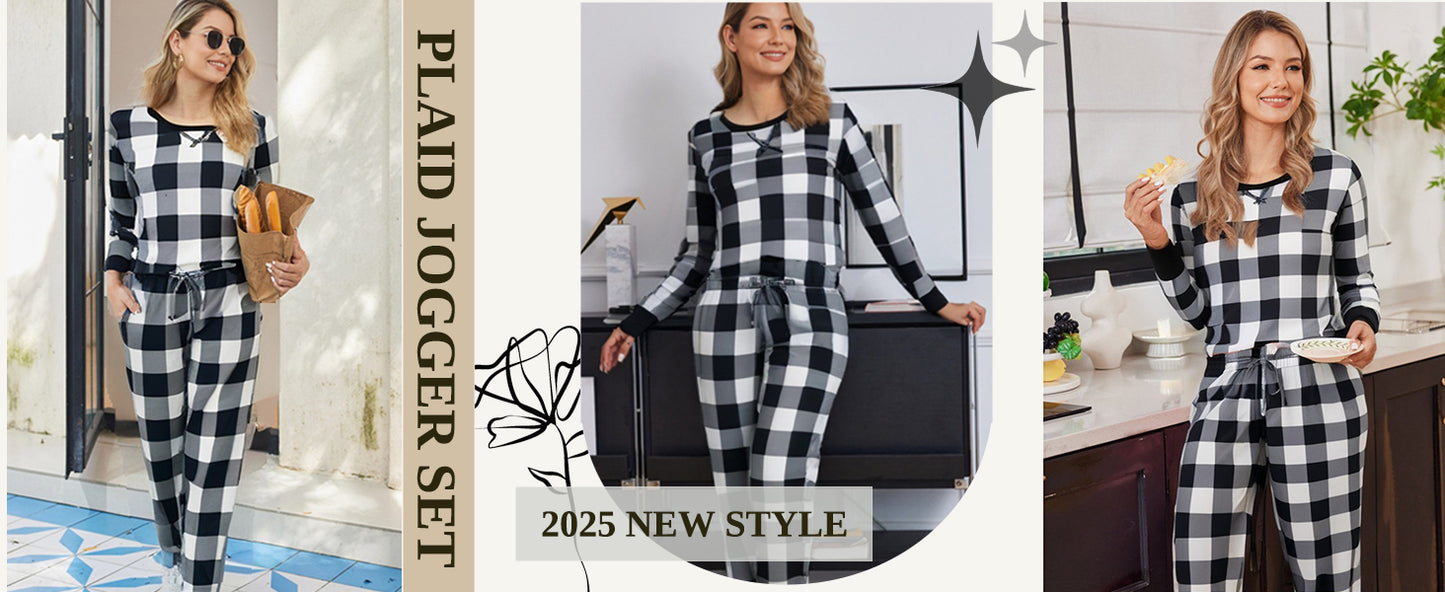 Ekouaer Pajamas For Women Comfy Long Sleeve Jogger Set Lounge Pjs Set With Pockets