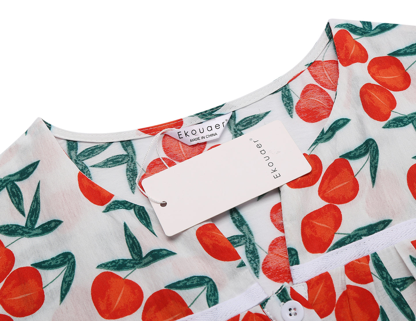 Ekouaer House Dress for Women with Pockets Button Down Duster Housecoat Short Sleeve Mumu Nightgown