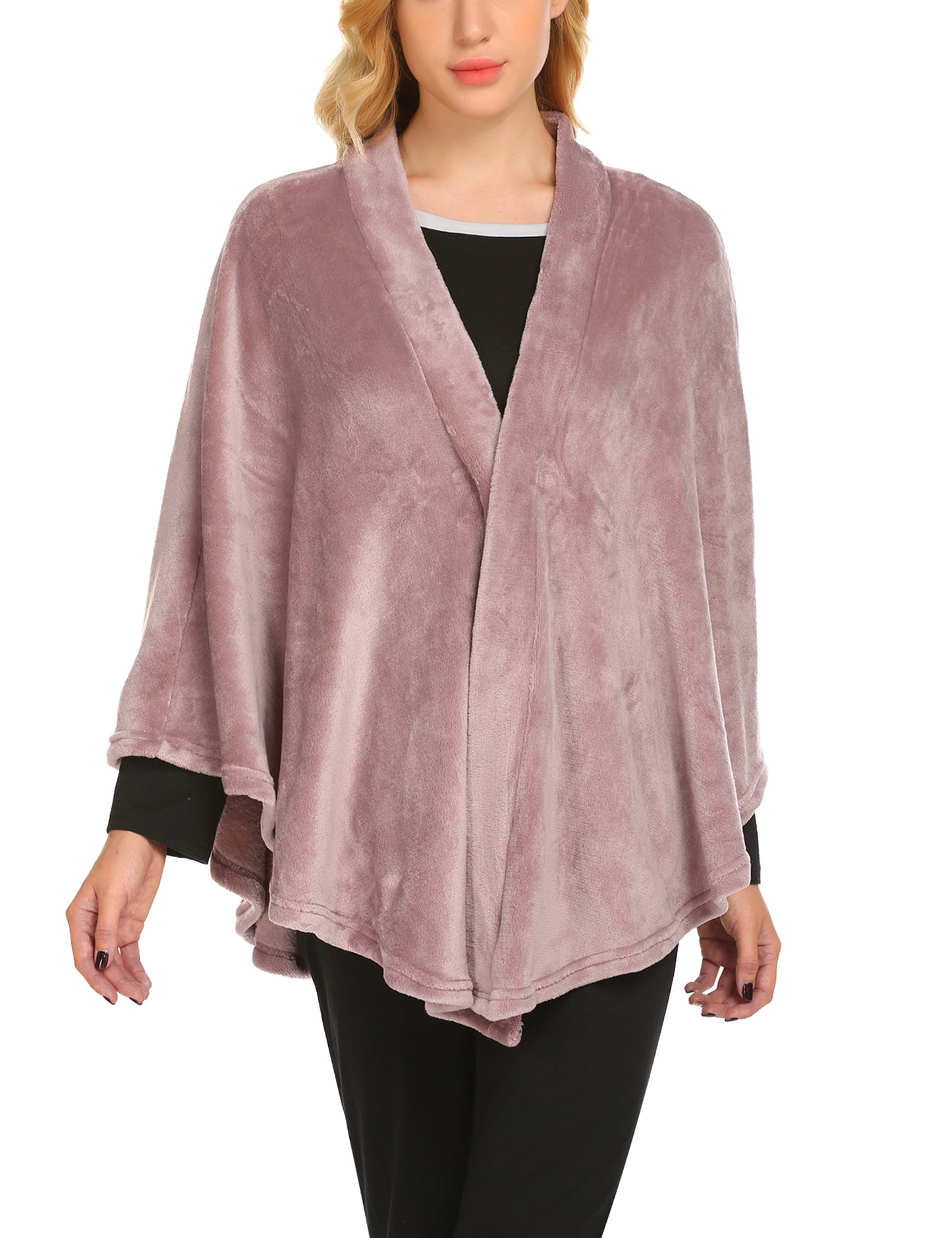 Ekouaer Flannel Faux Poncho for Women Lightweigh Blanket Warm TV Shawl Winter Coat Sweater Cape