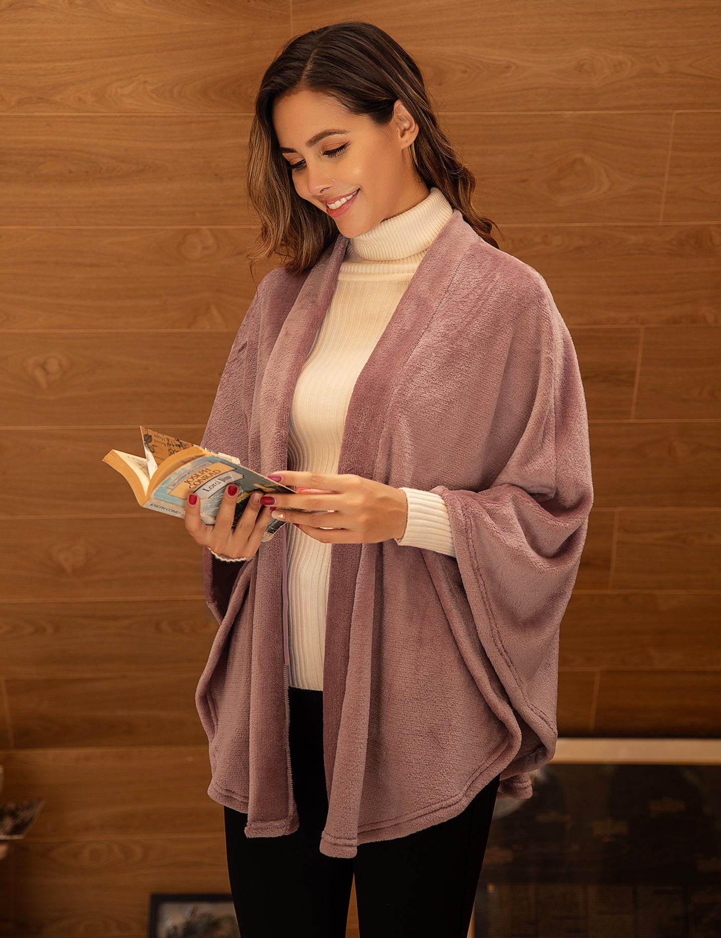 Ekouaer Flannel Faux Poncho for Women Lightweigh Blanket Warm TV Shawl Winter Coat Sweater Cape