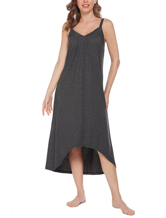 Ekouaer Women's Sleeveless Long Nightgown Full Slip Nightdress Soft Sleepdress V Neck Nightshirt