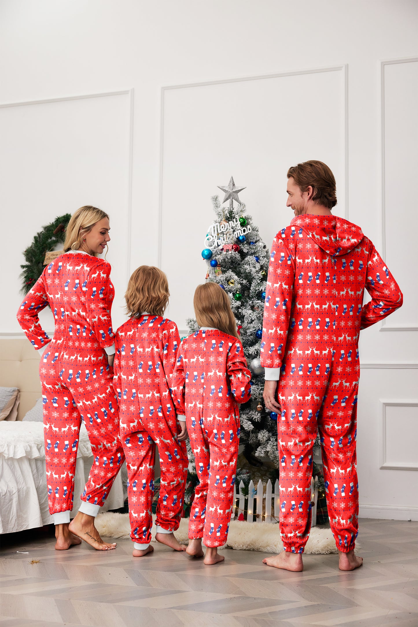 Ekouaer Mens Onesie Christmas Hoodie Fleece One Piece Pajamas Zipper Up Flannel Adult Pjs  Christmas Red L