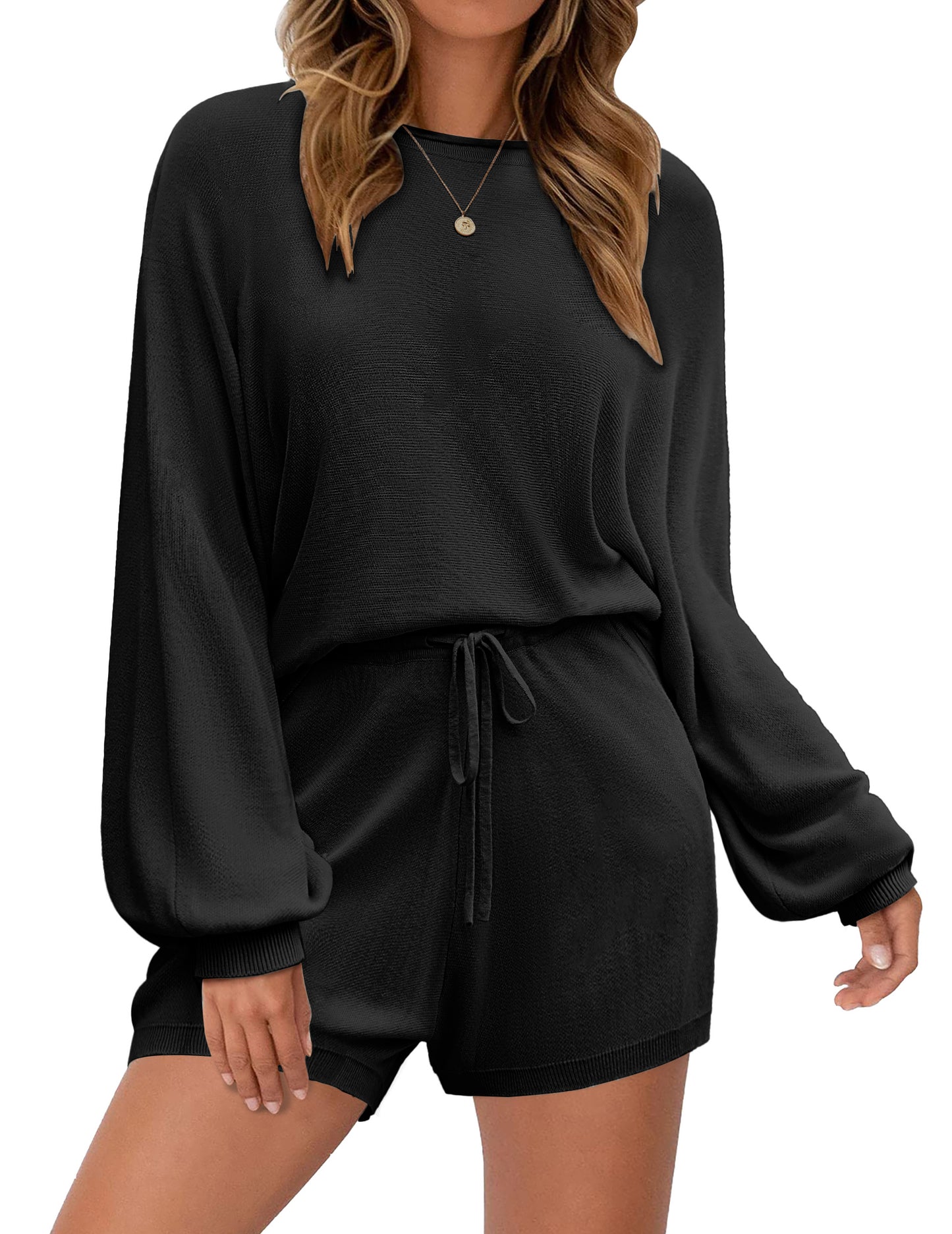 Ekouaer Knit Pajamas Set for Women Lounge Wear Sets Long Sleeve Sweatsuit Matching 2 Piece Outfits Casual Sweater Sets