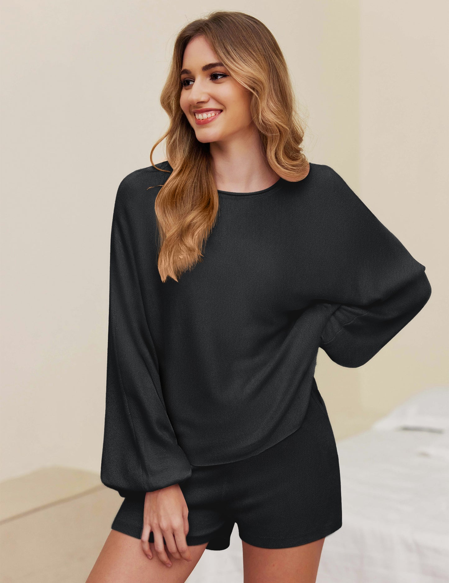 Ekouaer Knit Pajamas Set for Women Lounge Wear Sets Long Sleeve Sweatsuit Matching 2 Piece Outfits Casual Sweater Sets