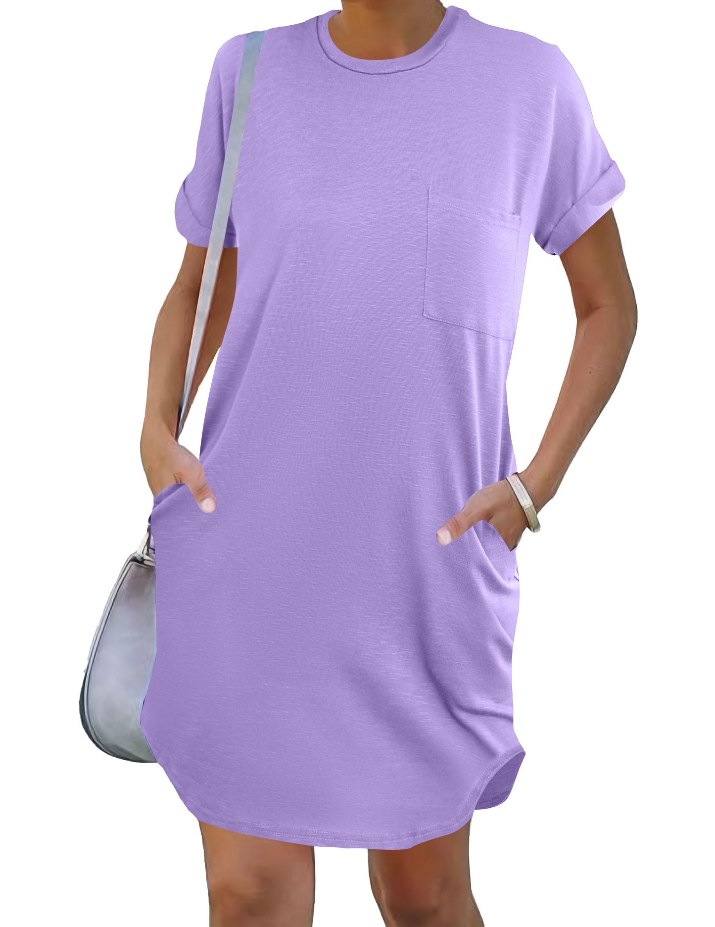 Ekouaer Tshirt Nightgowns for Women Slub-Knit Sleepshirt Soft Night Gown Casual Sleepwear Night Shirt with Pockets