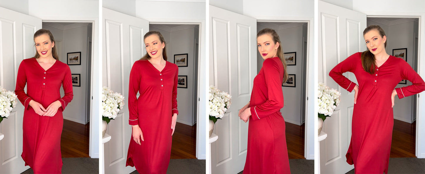 Ekouaer Nightgowns for Women Long Sleeve Nightgown Long Sleepwear Button Down Sleep Shirt Soft Night Gown