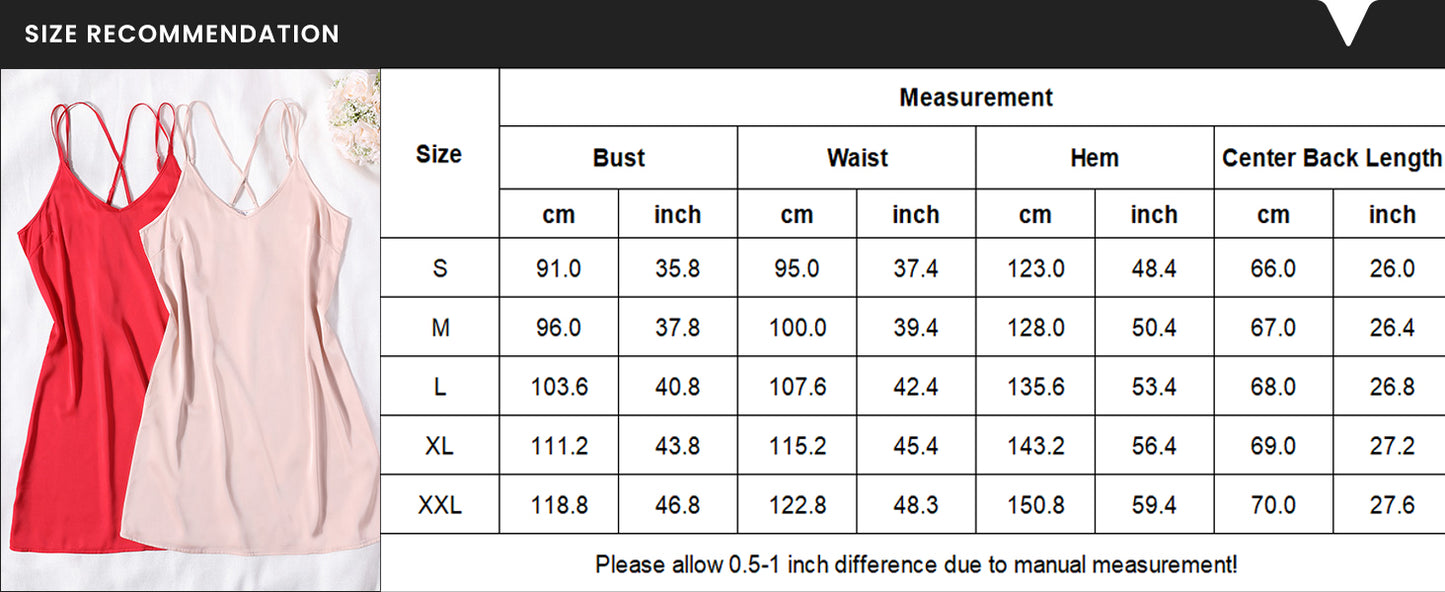 Ekouaer Nightgowns for Women 2 Pack Women's Satin Slip Dress Chemise Nightdress Sleepwear Silk Pajamas