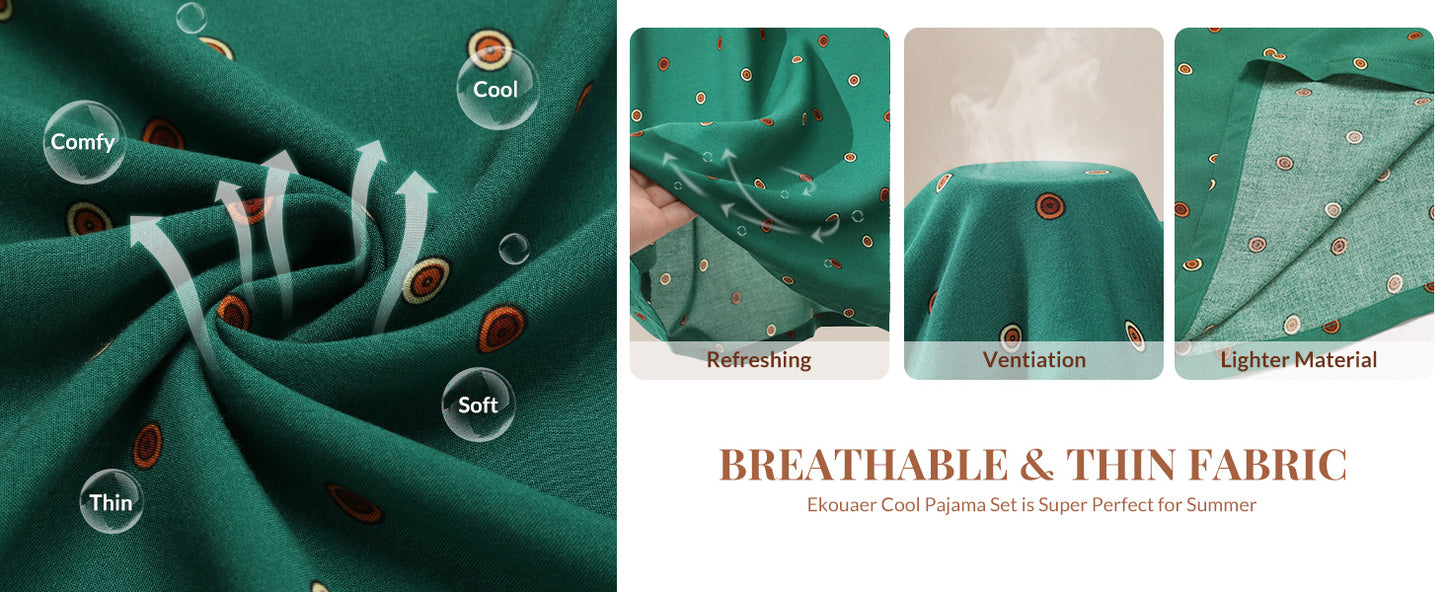 Ekouaer 2 Piece Women's Short Sleeve Capri Lounge Set Soft Mumu Pajama Sets with Pockets Loose Sleepwear Lightweight Homewear