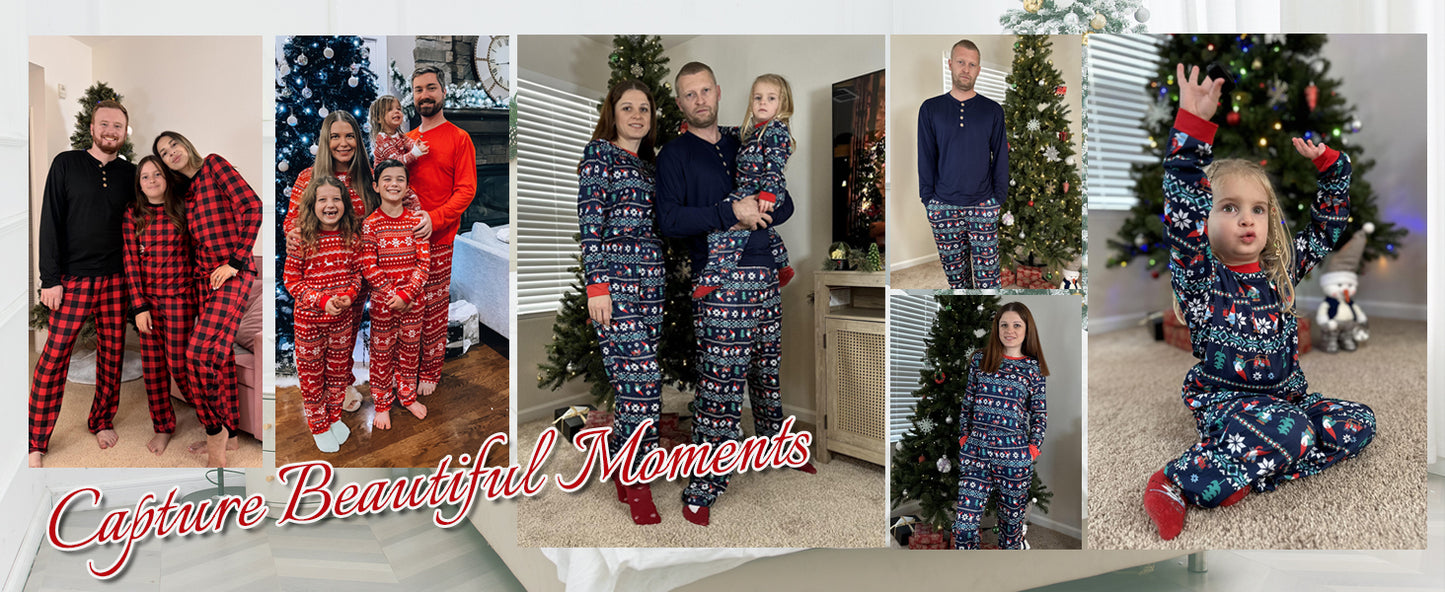 Ekouaer Family Christmas Pajamas Matching Sets Womens Mens Pjs Long Sleeve Sleepwear Holiday Lounge Sets
